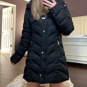Kenneth Cole Long Puffer w/ removable Fur Hood